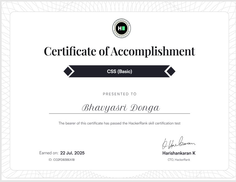 CSS Certificate