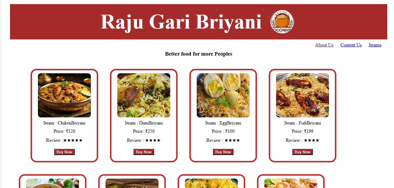 Online Biryani Website
